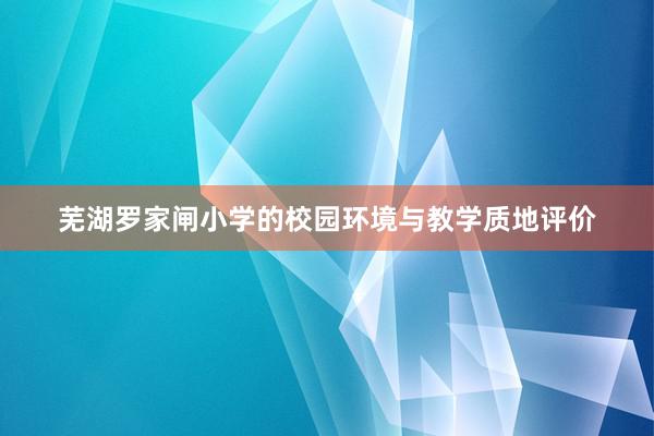 芜湖罗家闸小学的校园环境与教学质地评价