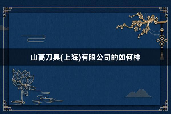 山高刀具(上海)有限公司的如何样
