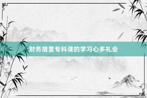 财务措置专科课的学习心多礼会