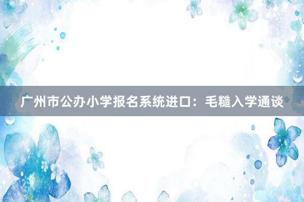 广州市公办小学报名系统进口：毛糙入学通谈